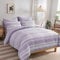 Stripe Duvet Cover Double Size Lilac Reversible Quilt Cover Soft Microfiber Bedding Set with 2 Pillow Cases (Lilac, 200x200cm)