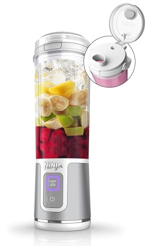 Ninja BC151WH Blast Portable Blender, Cordless, 18oz. Vessel, Personal Blender for Shakes & Smoothies, BPA Free, Leakproof Lid & Sip Spout, USB-C Rechargeable, Dishwasher Safe Parts, White