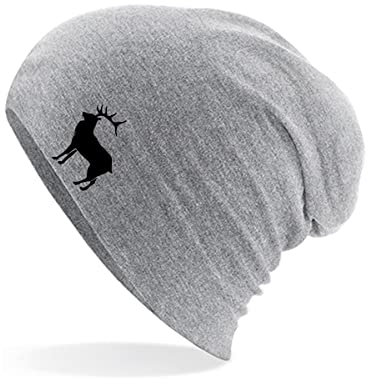 Huuraa Mütze Hirsch Silhouette Geschenk Heather Grey Hirsch Accessoire