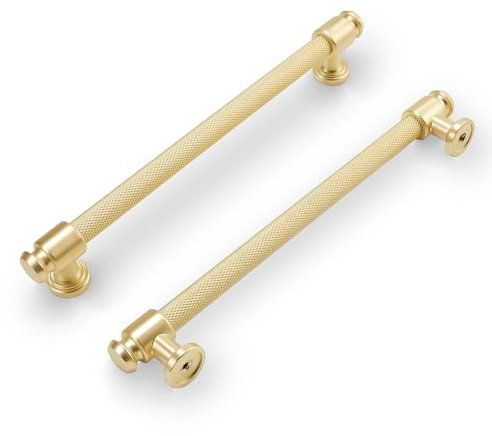 POVEFONK 10 Pack 7-1/2 inch(192mm) Brushed Brass Kitchen Cabinet Handles Knurled Cabinet Pulls Gold Drawer Pulls Kitchen Cabinet Hardware