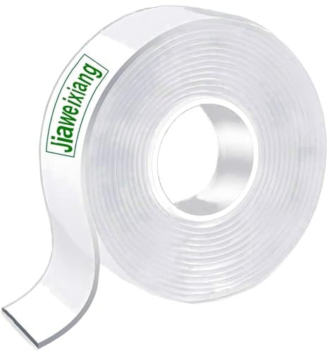Jiaweixiang Double Sided Tape Heavy Duty, Clear Multipurpose Removable Double Sided Mounting Tape Sticky Strips, Reusable Strong Wall Tape Picture Hanging Strips Poster Carpet Tape, 5m X 2cm