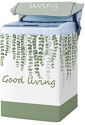 Odot Copertura Lavatrice per asciugatrice, Coprilavatrice per Lavatrice a Carica Dall'alto Interni Esterni Antipolvere Impermeabile Resistente Fodera per Lavatrice (Foglie Verdi,M (5.5-6.5kg))