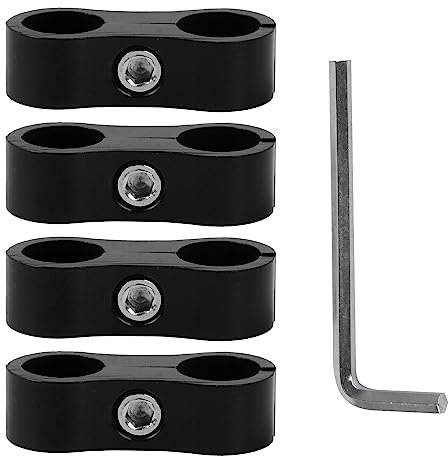BQLZR Lot de 4 colliers de serrage en aluminium AN6 noir pour gaz, eau, air 1,5 cm