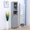 Kingwudo® MDF Bathroom Tall Cabinet Tallboy Unit Storage Cabinet Tall Cupboard for Small Space Floor Standing Unit Free Standing Grey Bathroom, Kitchen