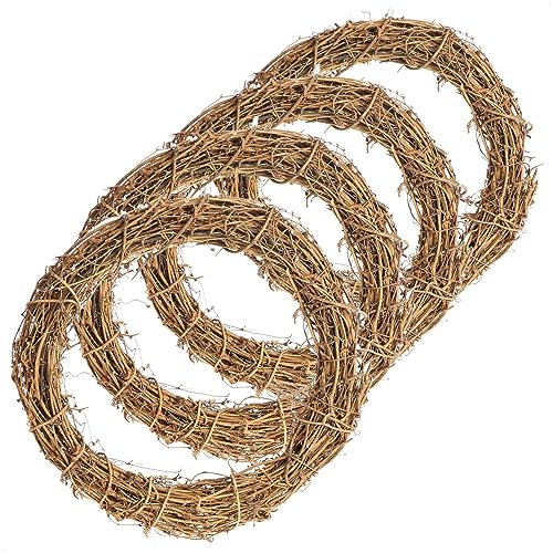 com-four® 4X DIY Deko Holz-Kranz zum basteln - Kranz aus Rattan zum Dekorieren von Fenstern, Tische und Türen (4 Stück - Kranz Ø30cm Hellbraun)