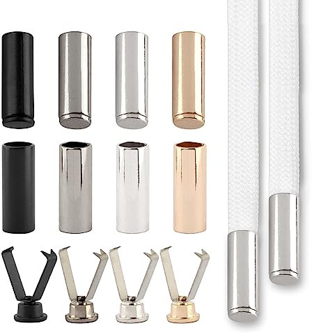 40 Sets 4 Farben Kordelenden Metall,Kordelenden Endstück Metall Inloch Kordelenden, Endstück Kordel Verschluss Endkappen,Für Turnschuhe,Hoodies,Diy-Reparaturen Und Schnürsenkel Ersetzen(wie gezeigt)