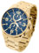 Taffstyle Herren Armbanduhr Edelstahl Wasserdicht Quarz Analog Datum Stopp Stoppuhr Alarm Chronograph Uhr Flieger Sport Fliegeruhr Sportuhr Groß XXL Herrenuhr Männer Gold Blau