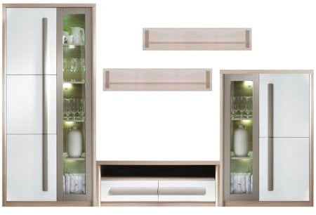 Mon Mobilier Design Roma Ensemble de Meubles de Salon 2 armoires vitrines 2 étagères et 1 Meuble TV