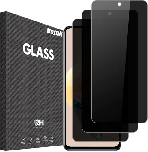 Vsjnk Privacidad Protector de Pantalla Compatible con Xiaomi Redmi Note 12 Pro / 12 Pro Plus / 12 Pro+ Cristal Templado，3 Piezas Screen Protector Dureza 9H Sin Burbujas Antihuellas Fácil de Limpiar