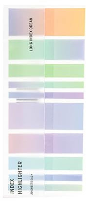 Haftnotizen line, Lange Haftstreifen zum Text Markieren, Long Highlight Strips, Textmarker Klebeband Für Bücher, markierungsstreifen, Buch markierer, textmarker streifen (D-Meeresmelodie)