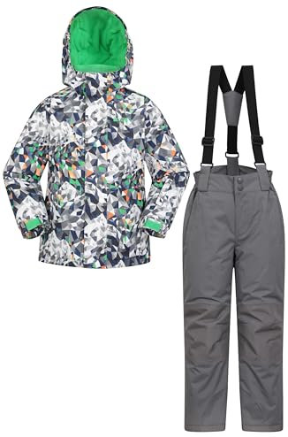 Mountain Warehouse Kinder-Ski-Set aus unisex Winterjacke und Hose - Zweiteiler für Winter und Schnee, Winterset/Regen-Set für Jungen und Mädchen, Regen-Ganzkörperanzug Grau Kinder 140 EU (9-10 Jahre)