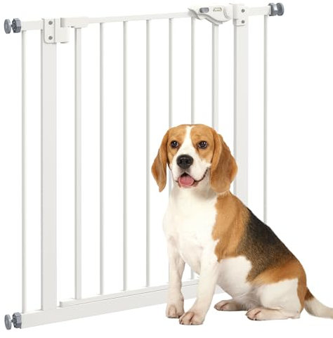 PawHut Dog Gate, Pressure Fit Stair Gate with Auto Closing Door, for Doorways, Hallways, 74-80cm Openings, White