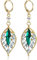 NONQL Charm Handmade Bohemian Vacation Green Leaf Hoop Huggie Earrings Ctystal Hollow Leaf Dangle Drop Earrings for Women, Metal, No Gemstone