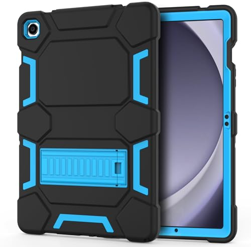 SEVROK Étui Robuste pour Samsung Galaxy Tab A9+ 10,9 Version 2023 – Coque de Protection résistante aux Chocs avec béquille – pour Samsung Galaxy Tab A9+ Plus (SM-X210/X216/X218), Noir + Bleu Ciel