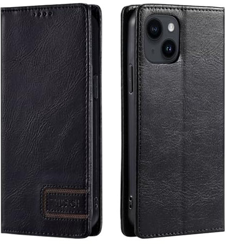 Beajew 2024 Upgraded Hülle für Nokia 2.3, Vintage Dünne Handyhülle Premium Leder Flip Case Klapphülle Schutzhülle für Nokia 2.3,Echtes Leder,Schwarz