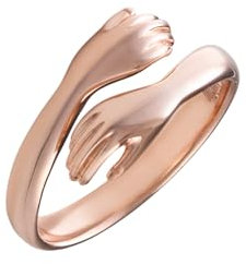 Roségold Umarmender Ring | 925 Sterling Silber | Offener Vergoldet Hug Ring | Verstellbarer Umarmungsring | Geschenkidee (Rosévergoldetes Silber)