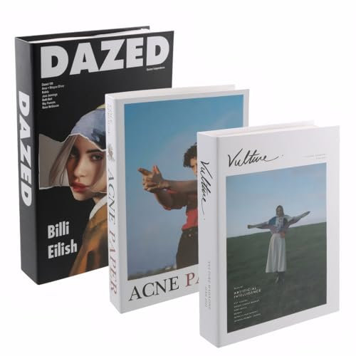 3 PCS Fashion Fake Books, Decorative Faux Books, Foldable Display Fake Books, Hardcover Fake Book Set, Stacked Modern Book for Home/Coffee Table/Bookshelf, to Create a Sophisticated Atmosphere