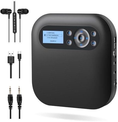 Desobry CD Player Portable with Speakers, Portable CD Players for Home, Rechargeable CD Player for car with LCD Screen Anti-Skip