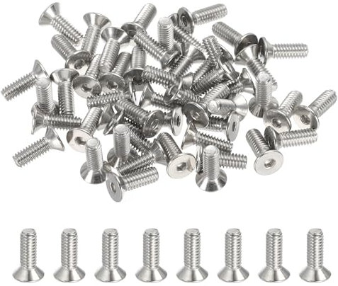 PATIKIL #8-32 x 1/2 Inch Flat Head Socket Cap Screws, 50 Pack 304 Stainless Steel Flat Countersunk Bolts Hex Socket Drive Machine Screws Full Thread Coarse Thread UNC Grade 6.8