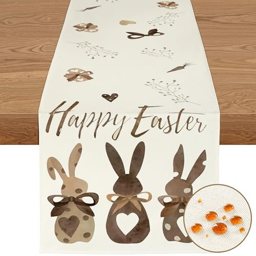 YCOLL Osterdeko Tischläufer Ostern Tischläufer Frühling Osterdeko Modern Ostertischläufer für Drinnen und Draußen Party Küche Esstisch Ostertischdecke Deko Frühling