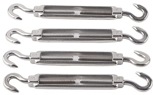 Turnbuckle, Hook to Hook Turnbuckle, Double Hook Turnbuckle, Hooks on Both Ends, High Strength, Structural Reinforcement, 4 Pieces, Easy to Install, Wire Fixing, Rope Fixing