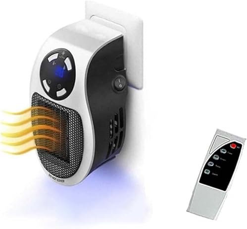 Ozzie Heater, Appareil de Chauffage enfichable, Appareil de Chauffage en céramique avec télécommande, Chauffage de 500 watts, Mini-chauffage pour prise murale,Mural Home Bedroom Office ,Blanc*1pcs