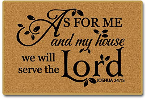 xinbai Door mat Outdside Entrance,As for me and My House We Will Serve The,Funny Doormats Front Door mat Indoor Entrance,Welcome Floor Mat Spring Rubber Rugs Washable Patio Home Decora 40 * 60cm