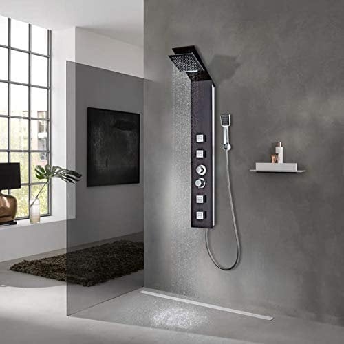 ShGaxin Duschpaneel-System, Duschset, Regendusche, Dusche Komplett, Dusche Regendusche Set, Regendusche, Duschsystem, Glas Braun