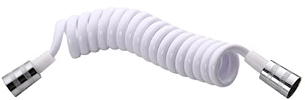 DOITOOL Handheld Shower Hose Replacement Set 2m White Spring Hose and Copper Fittings, Practical Water Plumbing Accessory for Bathroom Basin and Wash Basin