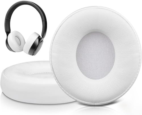 SOULWIT Replacement Ear Pads Cushions for Beats Solo Pro Wireless Noise Cancelling On-Ear Headphones, Earpads with Softer Protein Leather - White