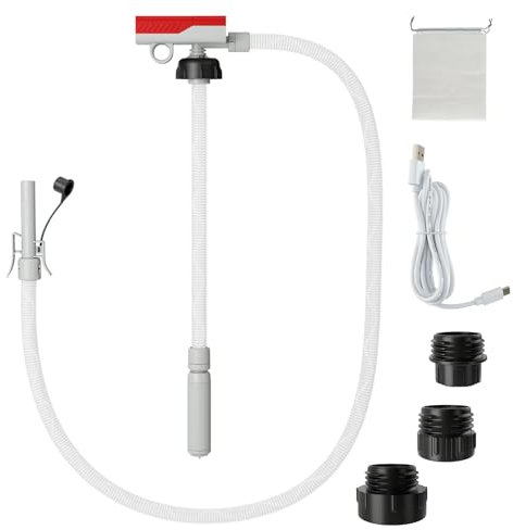 COSTWAY Kraftstoff Umfüllpumpe mit Auto-Stopp-Sensor, elektrische Kraftstoffpumpe 3,8 GPM mit 3 Größen Adaptern, Ölabsaugpumpe Benzinpumpe mit Schlauch für Diesel, Öl, Benzin