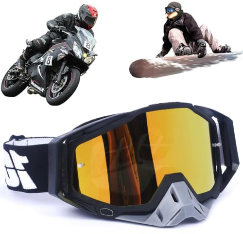 Yoihuqi Motocross Brille, Winddichte Staubdichte Motocross-Brille, SkiBrille, Dirt Bike Crossbrille, Anti Fog UV Skibrille, Off Road Racing Fahrbrille, für Radfahren, ATV, UTV