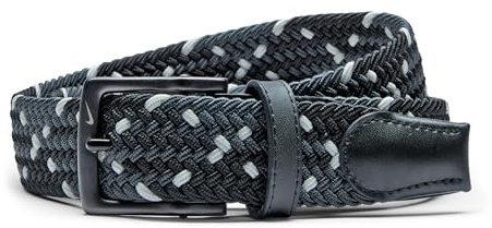 Nike mens Stretch Woven Belt, Black/Dark Grey Diamond, M