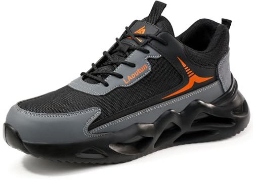LAoutun Safety Trainers Men Women CE Certified Steel Toe Cap Trainers Breathable Lightweight Safety Shoes Mens Comfortable Work Shoes Industrial Construction Work Boots