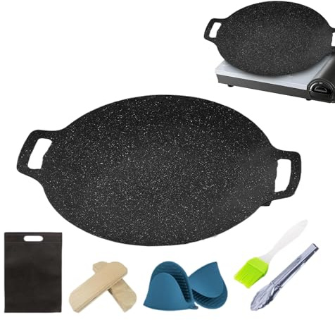 JIEBWCHA Koreanische Grillplatte - Antihaftbeschichtete kreisrunde Grillpfanne für offenes Feuer | Kompakte Grillpfanne Für Gartenparty Camping Indoor Outdoor