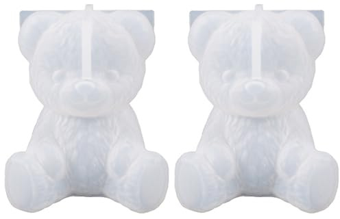 Bär-Silikonform, 2 Stück, Teddybär-Form, 3D-Teddy-Silikon, wiederverwendbar, für Kerze, Seife, Epoxidharz, Gießen, Fondant, Schokolade