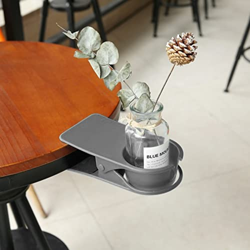 Fafeicy Flexible Cup Holder Clamp/Holder, Desk Cup Holder Clamp/Holder, Desk Drinking Adjustable Side Stand with Universal Clamp Plastic Table Clamp Organizer (Grey)