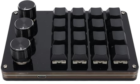 Spacnana 16 Key 3 Knob Custom Macro Keyboard Hot Swappable Mechanical Keypad with Detachable USB C Cable for Graphic Design Gaming and Video Editing