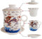 HOLLIHI Ensemble Tasse à Thé avec Couvercle Sous-tasse Passoire Porcelaine Chinoise Jingdezhen Café Feuilles de Thé Thé en Vrac Maison Bureau