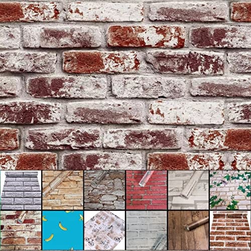 Visario Tapeten Folie 3000-S selbstklebend 10m x 45cm Farbe Steinoptik Steine Ziegel Dekorfolie Möbelfolie Tapete 3014