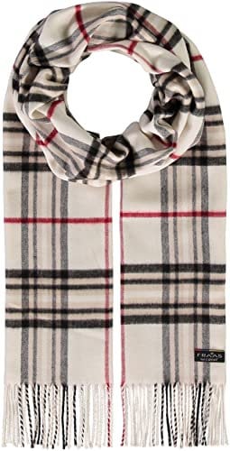 FRAAS Cashmink Schal 35 x 200 cm - Weicher als Kaschmir - Schal kariert für Damen und Herren - Perfekt für Herbst und Winter Naturweiß