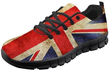Hugs Idea Herren Laufschuhe mit britischer Flagge, leichte Laufschuhe, Rot - Britische Flagge 1 - Größe: 42 1/3 EU