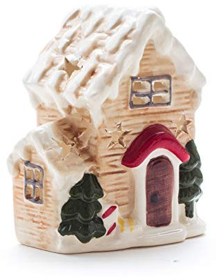 DARO DEKO Keramik Weihnachts-Haus Teelichthalter 10 x 12,5cm
