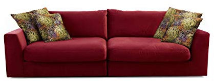 CAVADORE Big Sofa Fiona/ XXL-Couch mit tiefen Sitzflächen und weicher Polsterung / modernes Design / 274 x 90 x 112 / Samt rot