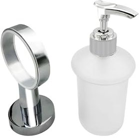 Distributeur de savon et support en verre dépoli - Fixation murale - Inox