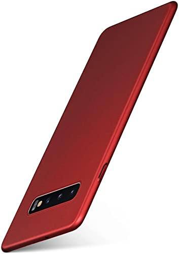 moex Alpha Case für Samsung Galaxy S10 Plus Hülle Ultra Dünn, Schutzhülle mit erhöhtem Kameraschutz, Slim Cover Hardcase Backcover, Dünnste Handyhülle Minimalistisch, Matt Rot