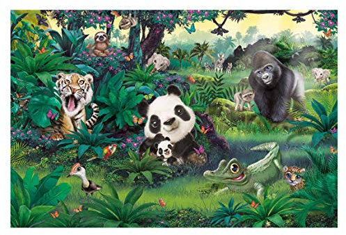 Fototapete selbstklebend Kinderzimmer - Dschungel mit Tieren 225 x 336 cm