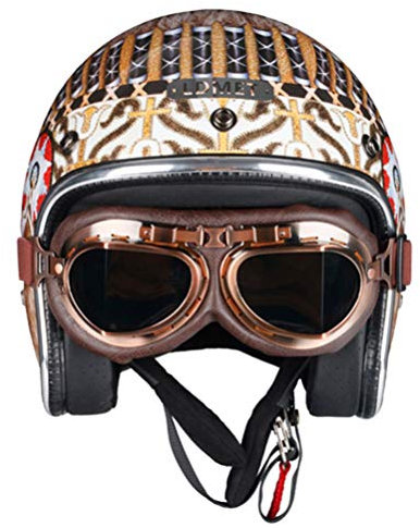 Vintage Open Face Motorrad Helm Jet Helme Biker Chrome Hufe für Moto Cafe Racer Spiegel Indianer mit Visier