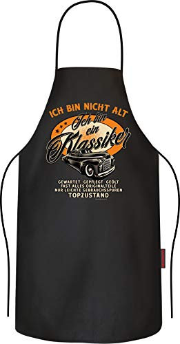 RAHMENLOS Grillschürze Kochschürze Küchenschürze als Geschenk zum Ruhestand: Ich bin ein klassiker - reine Baumwolle
