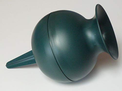 Plastik Grabvase Vasenform grün 27x13cm, Friedhofsvase, Steckvase, bauchig, rund